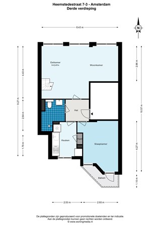 Floor plan - Heemstedestraat 7-3, 1059 CX Amsterdam 